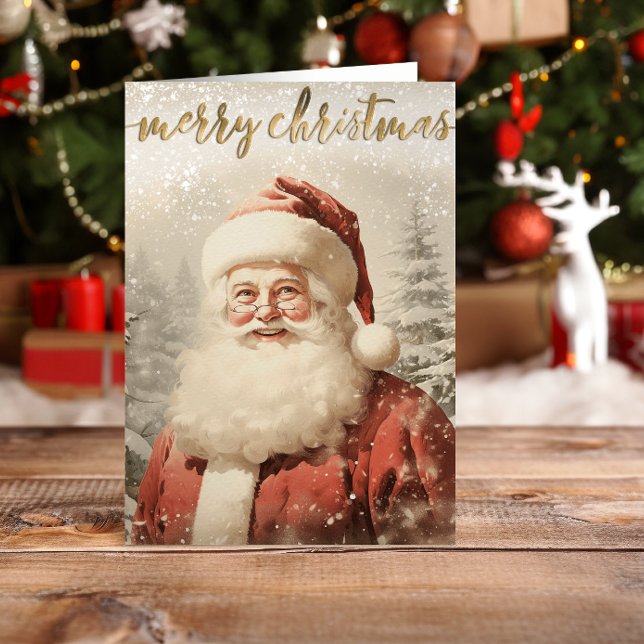 Tarjeta Festiva Vintage Santa Merry Christmas (Subido por el creador)