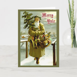 Tarjeta Festiva Vintage Santa - Merry Yule