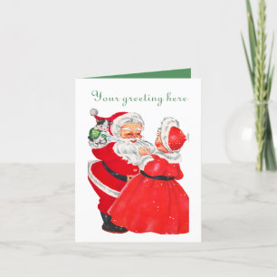 Tarjeta Festiva Vintage Santa Mrs Claus Navidades