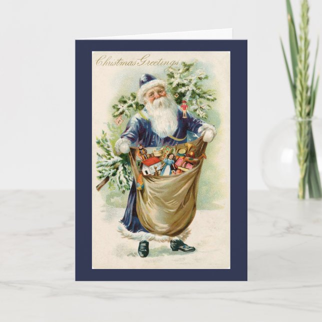 Tarjeta Festiva Vintage Santa Navidades (Anverso)
