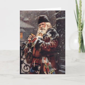 Tarjeta Festiva Vintage Santa, Navidades