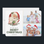 Tarjeta Festiva Vintage Santa Photo Merry Christmas Greet<br><div class="desc">Viñedero Santa Claus en un diseño de tarjetas de felicitación para dos Navidades de fotografía que incluye tus fotos familiares favoritas del año. Personalizar esta tarjeta de vacaciones subiendo dos de tus fotos en forma de rectángulo (o recortar a rectángulo antes de subir) y tus nombres. El saludo de la...</div>