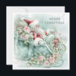 Tarjeta Festiva Vintage Santa Sleigh Christmas Red Blue Teal Pink<br><div class="desc">Elegantes Navidades verde azulados, rosados y azules con la tarjeta de saludo de Santa Claus en el trineo con su traje rojo. El texto "Feliz Navidad" está en el frente, y es completamente personalizable. Así que agrega cualquier saludo de vacaciones que quieras. Personalizado en la parte posterior con su mensaje...</div>