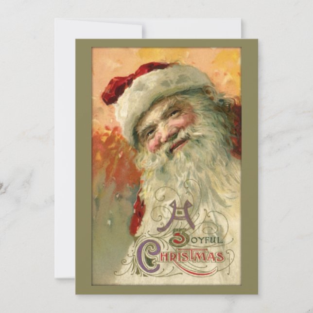 Tarjeta Festiva Vintage Santa sonriente (Anverso)