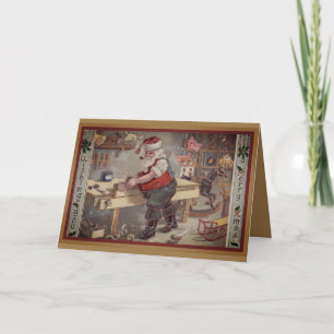 Tarjeta Festiva Vintage Santa Toy