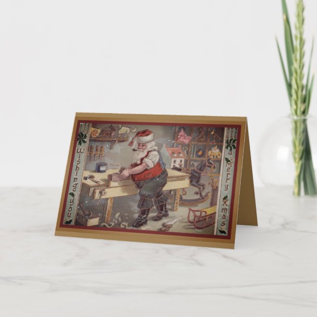 Tarjeta Festiva Vintage Santa Toy (Anverso)
