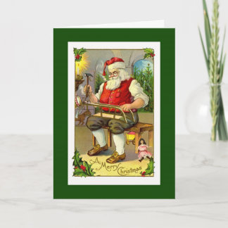 Tarjeta Festiva Vintage Santa Toymaker Card