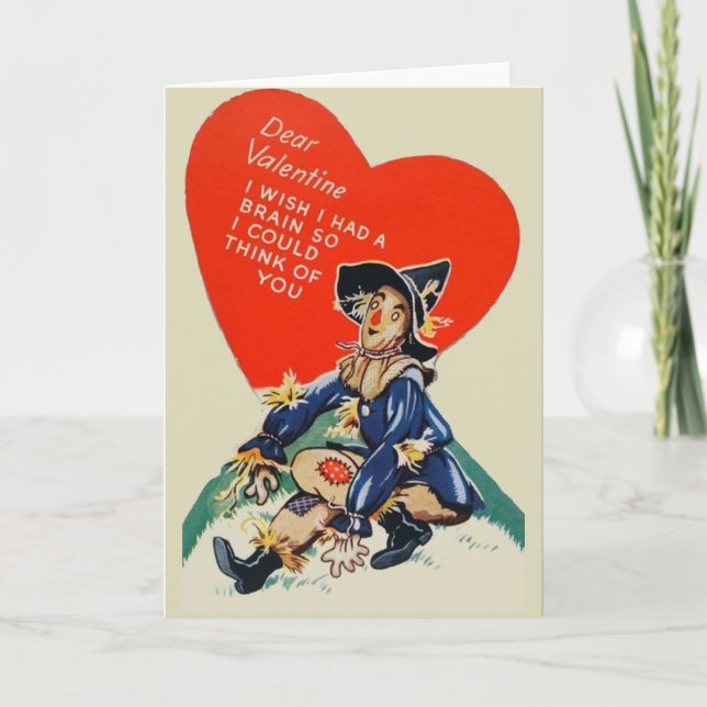 Tarjeta Festiva Vintage Scarecrow Valentine Greeting Card (Anverso)