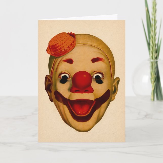 Tarjeta Festiva Vintage Scary Clowday Card (Anverso)