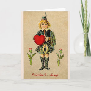 Tarjeta Festiva Vintage Scottish Valenteting Card