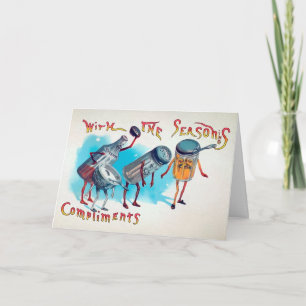 Tarjeta Festiva Vintage Seasoning Complidations Holiday Card