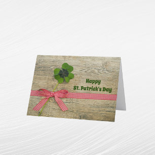 Tarjeta Festiva Vintage Shamrock Ribbon Wood St. Patrick's Day