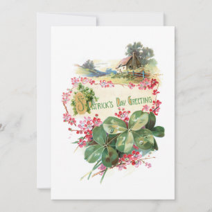 Tarjeta Festiva Vintage Shamrock St. Patrick's Day Greetings