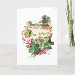 Tarjeta Festiva Vintage Shamrock St. Patrick's Day Greetings