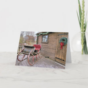 Tarjeta Festiva Vintage Sleigh