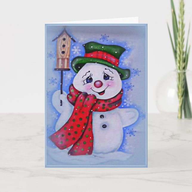 Tarjeta Festiva Vintage Snowman (Anverso)