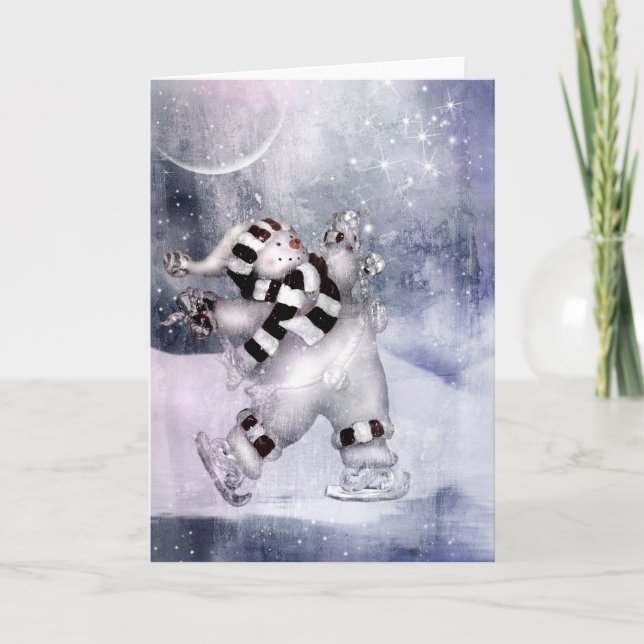 Tarjeta Festiva Vintage Snowman (Anverso)