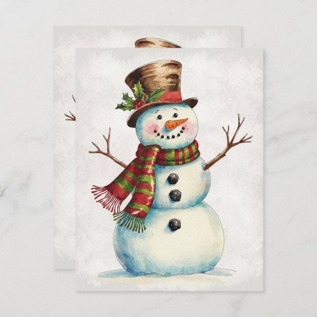 Tarjeta Festiva Vintage Snowman (Anverso / Reverso)
