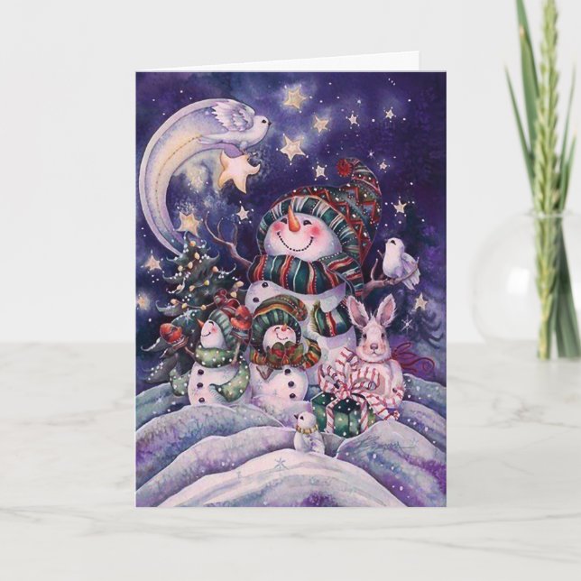 Tarjeta Festiva Vintage Snowman (Anverso)