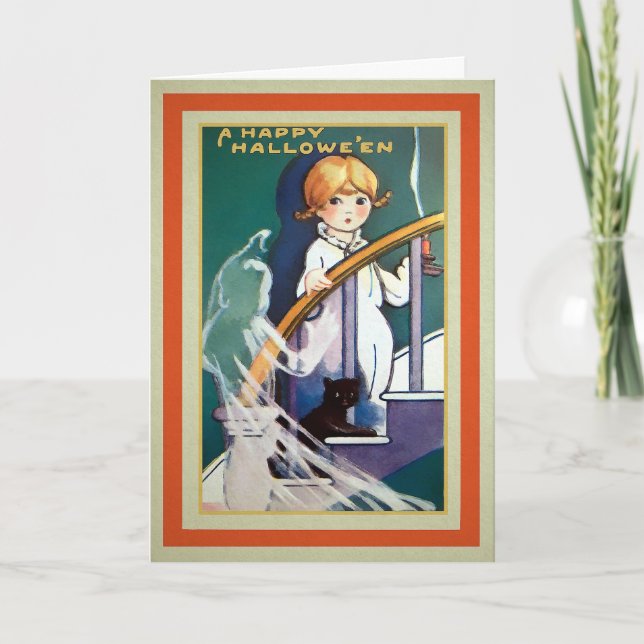 Tarjeta Festiva Vintage Spirit Halloween Card (Anverso)