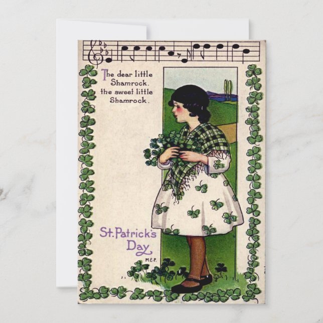 Tarjeta Festiva Vintage St Patrick's Day (Anverso)