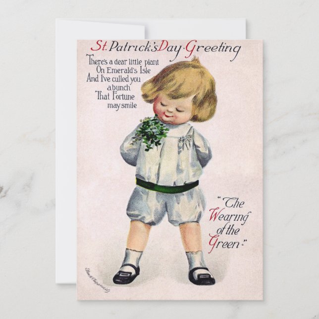 Tarjeta Festiva Vintage St Patrick's Day (Anverso)