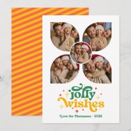Tarjeta Festiva Vintage Starburst Retro Collage de fotos Navidades