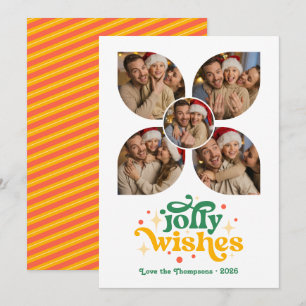 Tarjeta Festiva Vintage Starburst Retro Collage de fotos Navidades