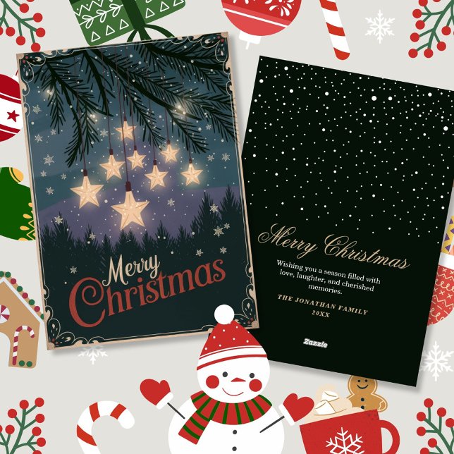 Tarjeta Festiva Vintage Starry Night Greetings (Subido por el creador)