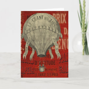 Tarjeta Festiva Vintage Steampunk Hot Air Ballon Ride Personalizad