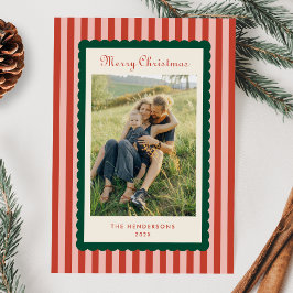 Tarjeta Festiva Vintage Stripes and Scallops Photo