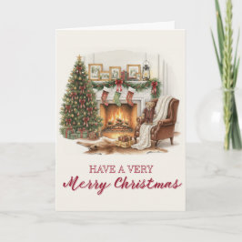 Tarjeta Festiva Vintage, Tartan Christmas Card with Teddy Bear