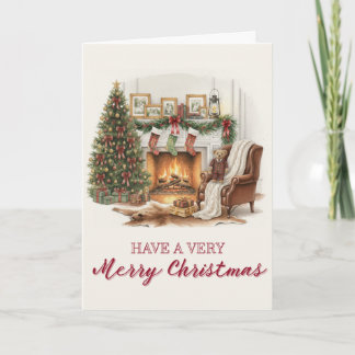 Tarjeta Festiva Vintage, Tartan Christmas Card with Teddy Bear