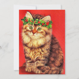 Tarjeta Festiva Vintage Te Desea Un Gato De Navidades Meowy
