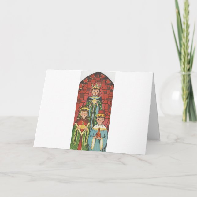 Tarjeta Festiva Vintage Three Wise Choir (Anverso)