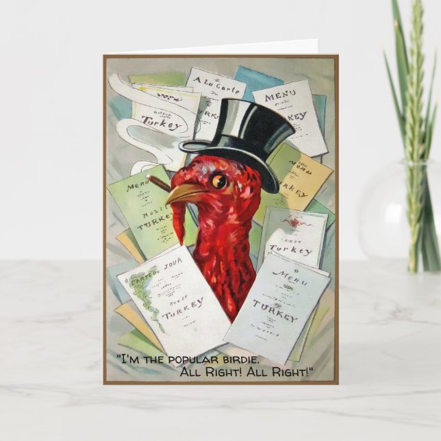 Tarjeta Festiva Vintage Top Hat Turkey (Anverso)
