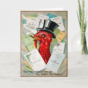 Tarjeta Festiva Vintage Top Hat Turkey