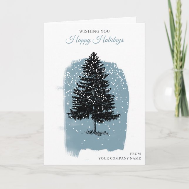 Tarjeta Festiva Vintage Tree Christmas Clients Customer Employees (Anverso)