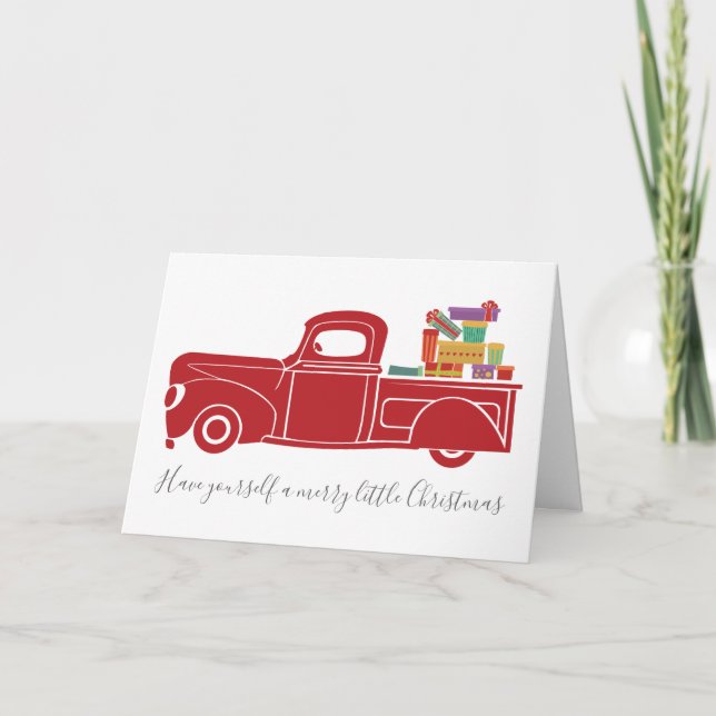 Tarjeta Festiva Vintage Truck Christmas Card (Anverso)