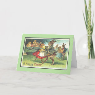 Tarjeta Festiva Vintage - Un feliz baile de Pascua,