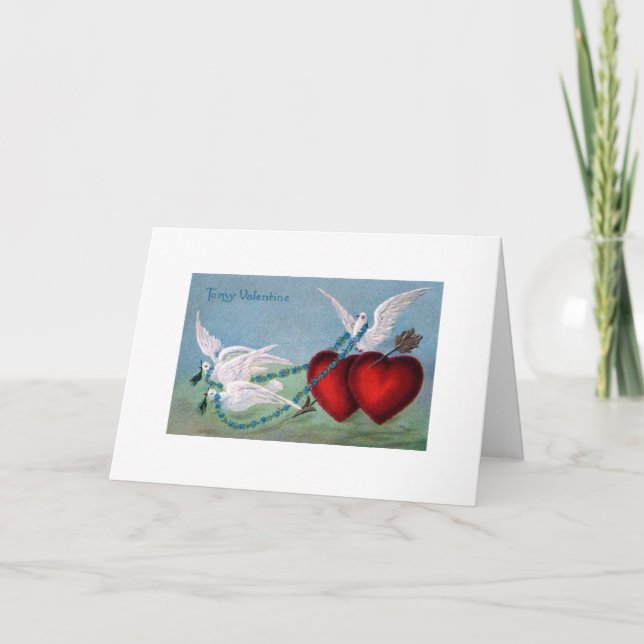 Tarjeta Festiva Vintage Valentine - Alas del amor, (Anverso)
