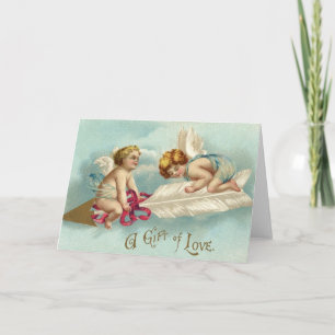 Tarjeta Festiva Vintage Valentine Angel Cherubs