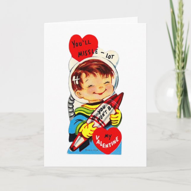 Tarjeta Festiva Vintage Valentine Boy (Anverso)