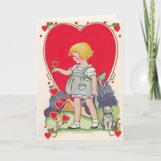 Tarjeta Festiva Vintage Valentine Card para niños (Anverso)