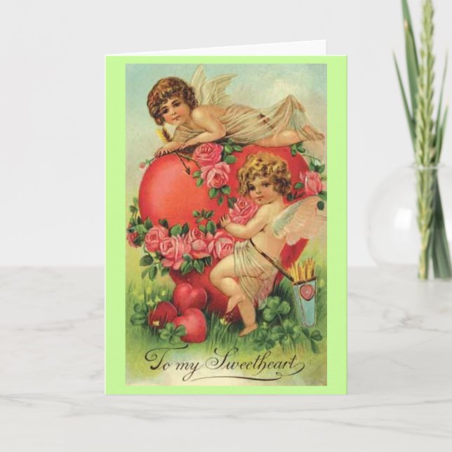 Tarjeta Festiva Vintage Valentine card with Cupids (Anverso)