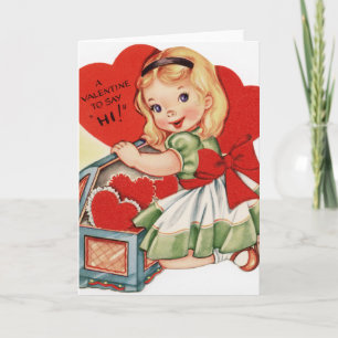 Tarjeta Festiva Vintage Valentine Chica