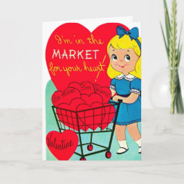 Tarjeta Festiva Vintage Valentine Chica Shopping