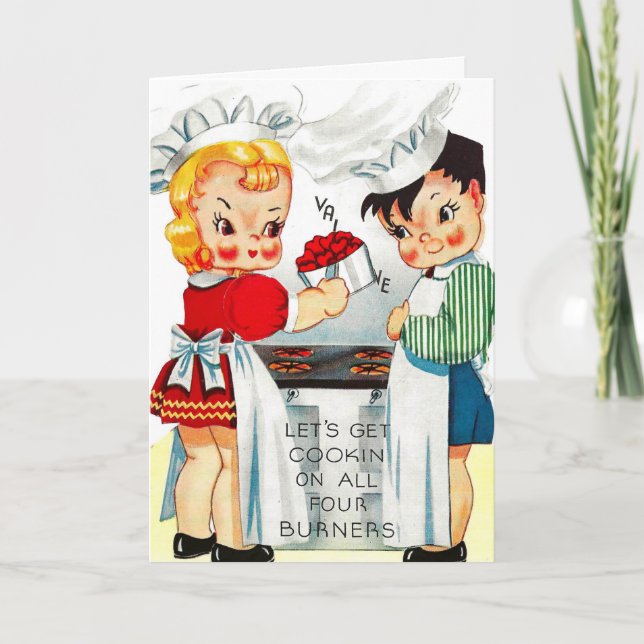 Tarjeta Festiva Vintage Valentine cocina (Anverso)