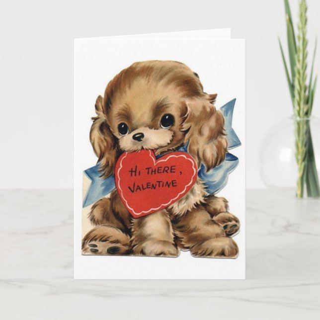 Tarjeta Festiva Vintage Valentine Cocker Spaniel (Anverso)