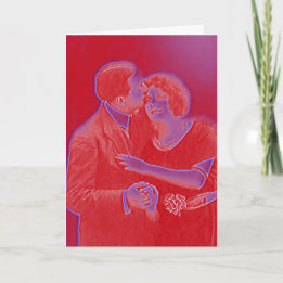 Tarjeta Festiva Vintage Valentine Couple en rojo